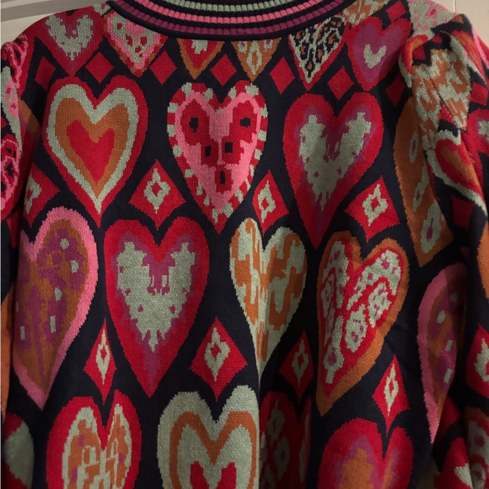Colorful Heart Patterned Sweater - Picture 2 of 2